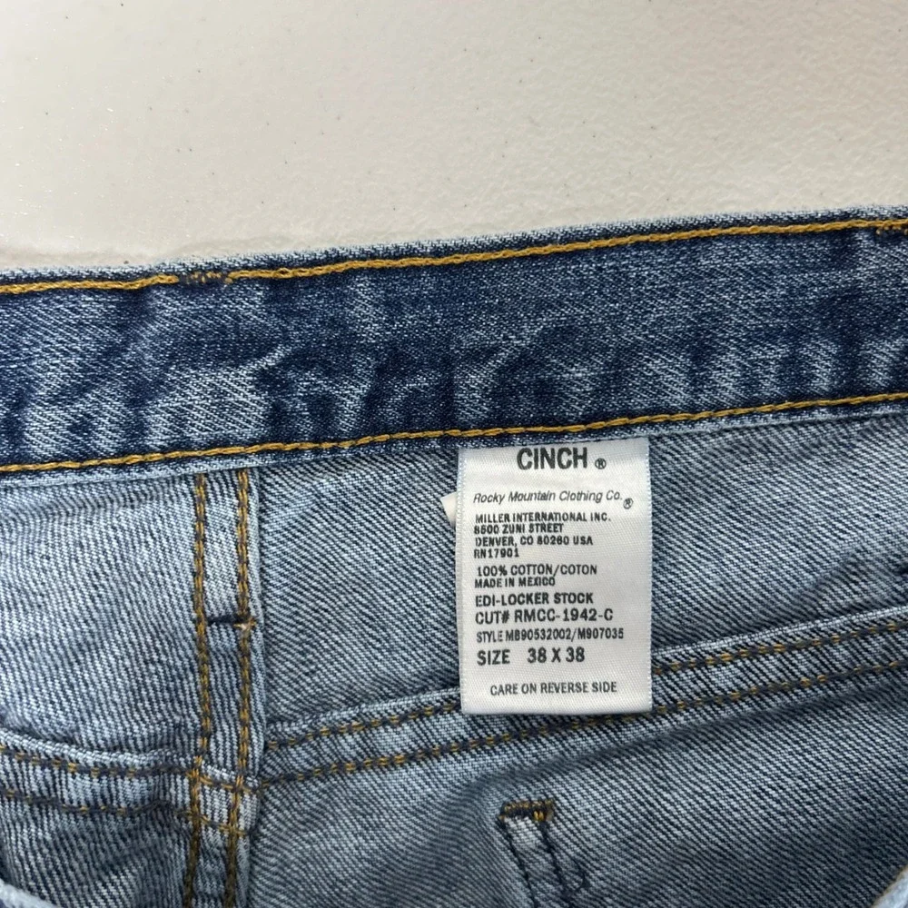 Cinch Jeans Mens 38x38 Blue Straight Leg Relaxed Fit Western Denim MB90532002